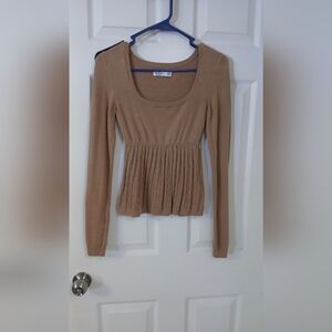 Hollister Long Sleeve Babydoll Top Tan Size XS